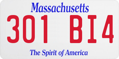 MA license plate 301BI4