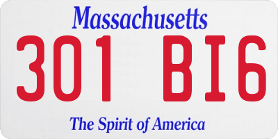 MA license plate 301BI6