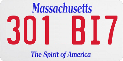 MA license plate 301BI7