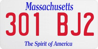 MA license plate 301BJ2