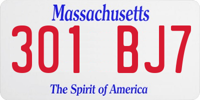 MA license plate 301BJ7