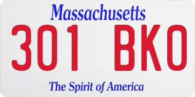MA license plate 301BK0