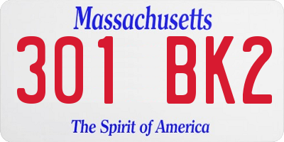 MA license plate 301BK2