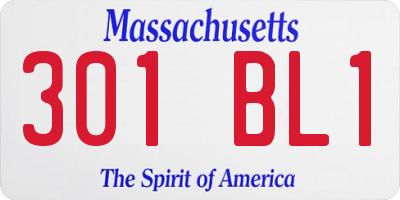 MA license plate 301BL1