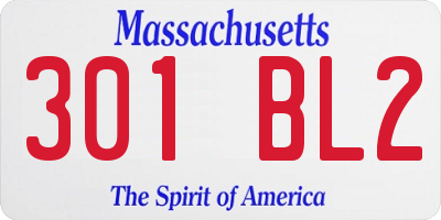 MA license plate 301BL2