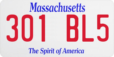 MA license plate 301BL5