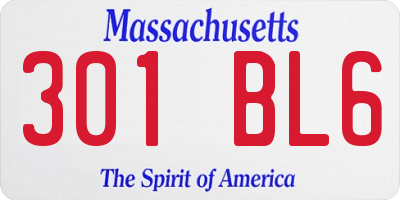 MA license plate 301BL6