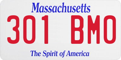 MA license plate 301BM0