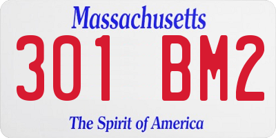 MA license plate 301BM2