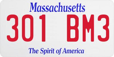MA license plate 301BM3