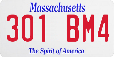 MA license plate 301BM4