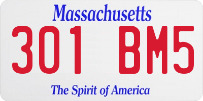 MA license plate 301BM5