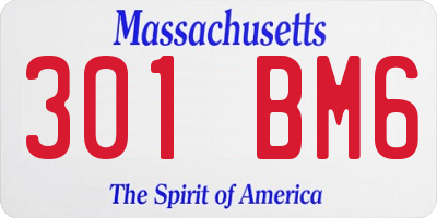 MA license plate 301BM6