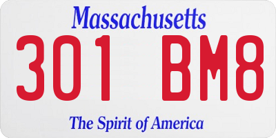 MA license plate 301BM8