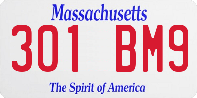MA license plate 301BM9