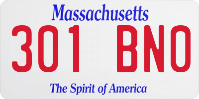 MA license plate 301BN0