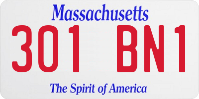 MA license plate 301BN1
