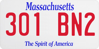 MA license plate 301BN2