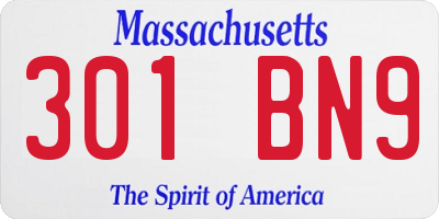 MA license plate 301BN9