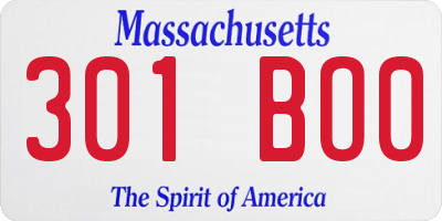MA license plate 301BO0