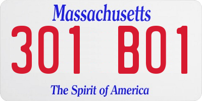 MA license plate 301BO1
