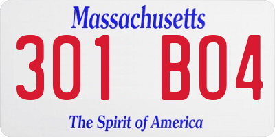 MA license plate 301BO4