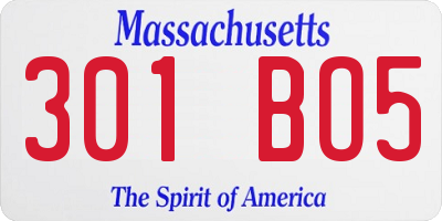 MA license plate 301BO5