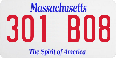 MA license plate 301BO8
