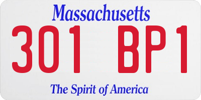 MA license plate 301BP1