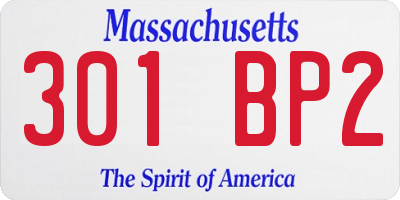 MA license plate 301BP2