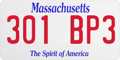 MA license plate 301BP3
