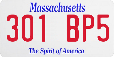 MA license plate 301BP5