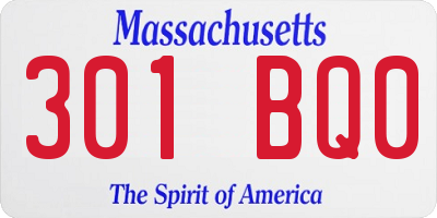 MA license plate 301BQ0