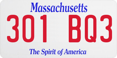 MA license plate 301BQ3