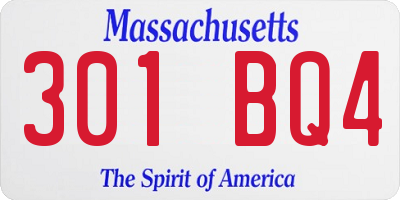 MA license plate 301BQ4