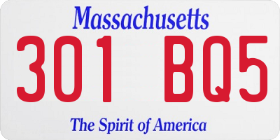 MA license plate 301BQ5