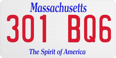 MA license plate 301BQ6