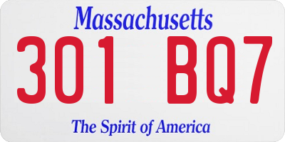MA license plate 301BQ7