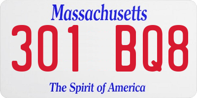 MA license plate 301BQ8