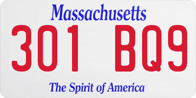 MA license plate 301BQ9