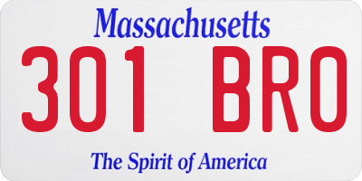 MA license plate 301BR0