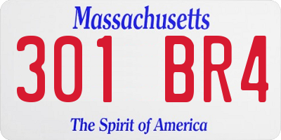 MA license plate 301BR4