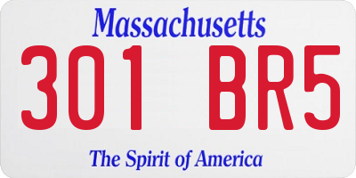 MA license plate 301BR5