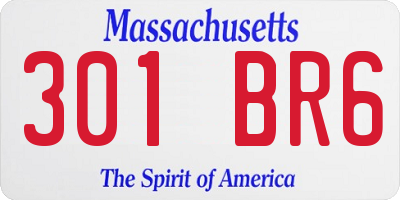 MA license plate 301BR6