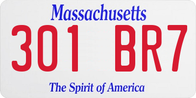 MA license plate 301BR7