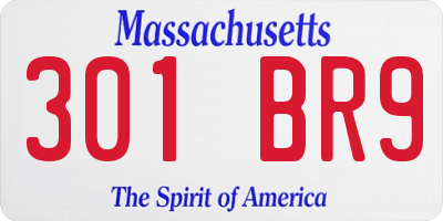 MA license plate 301BR9