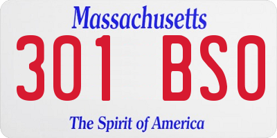 MA license plate 301BS0