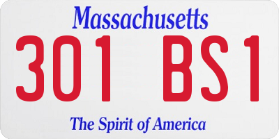 MA license plate 301BS1