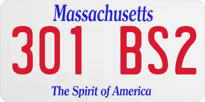 MA license plate 301BS2