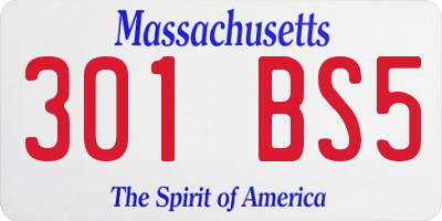 MA license plate 301BS5